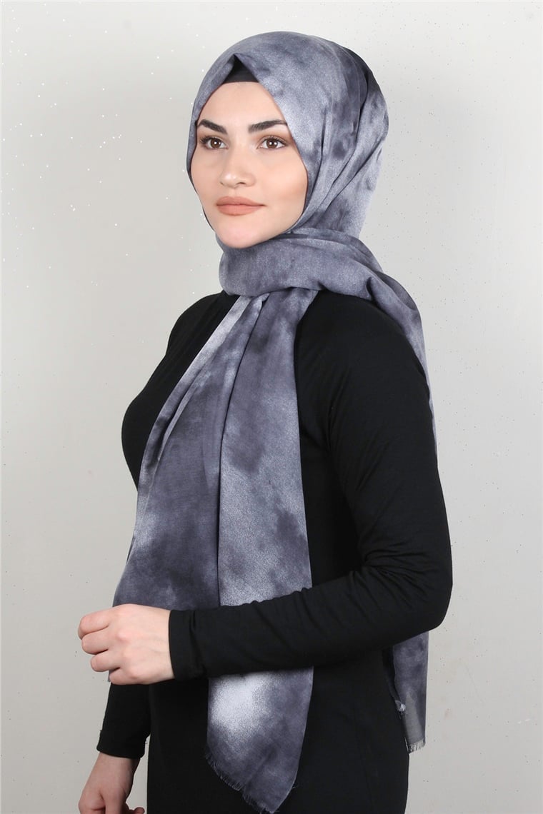 Pamuklu Desenli Şal 5756-2 Gri