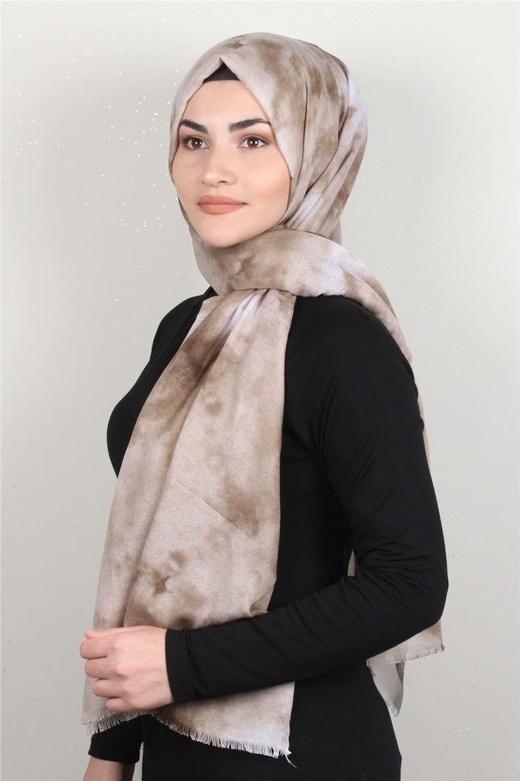 Pamuklu Desenli Şal 5756-6 Kahve 