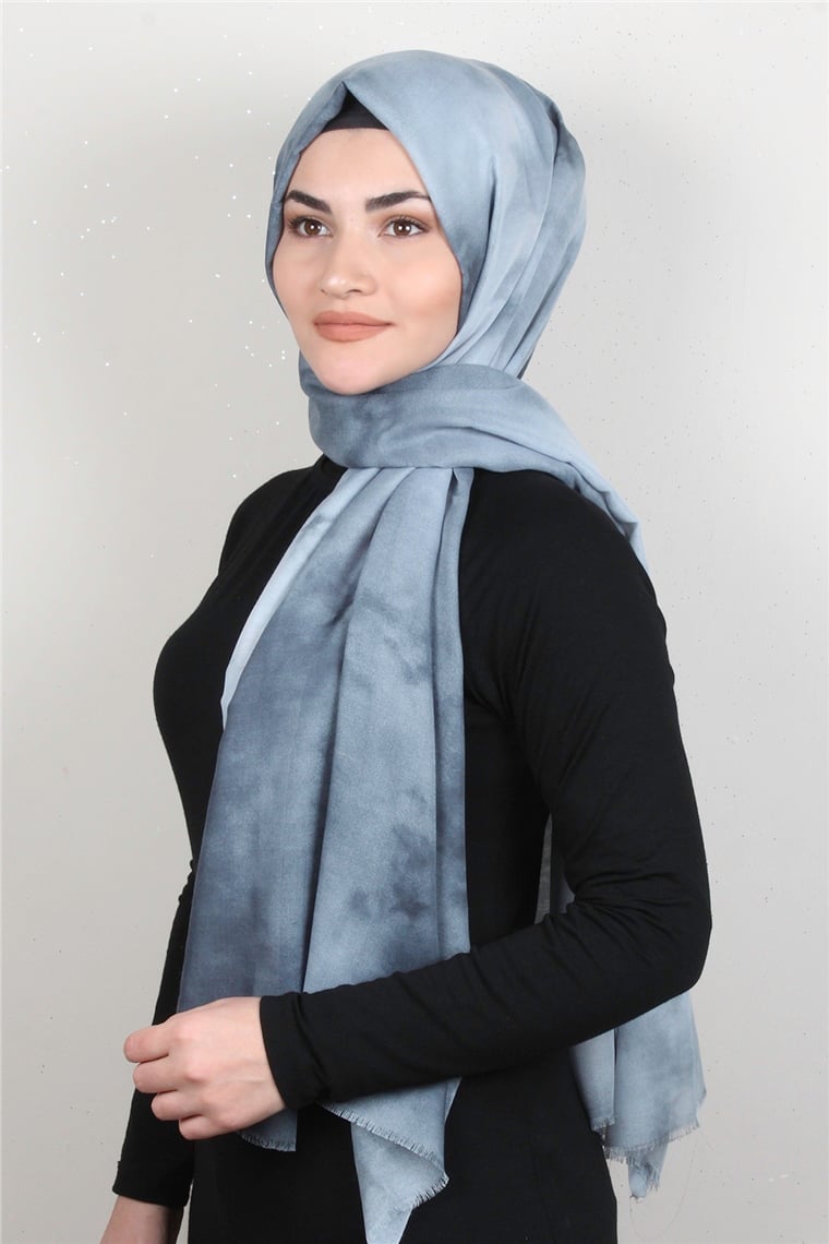Pamuklu Desenli Şal 5756-8 Mavi