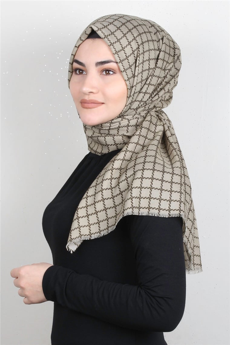 Pamuklu Desenli Şal 5758-10 Çağla Yeşili