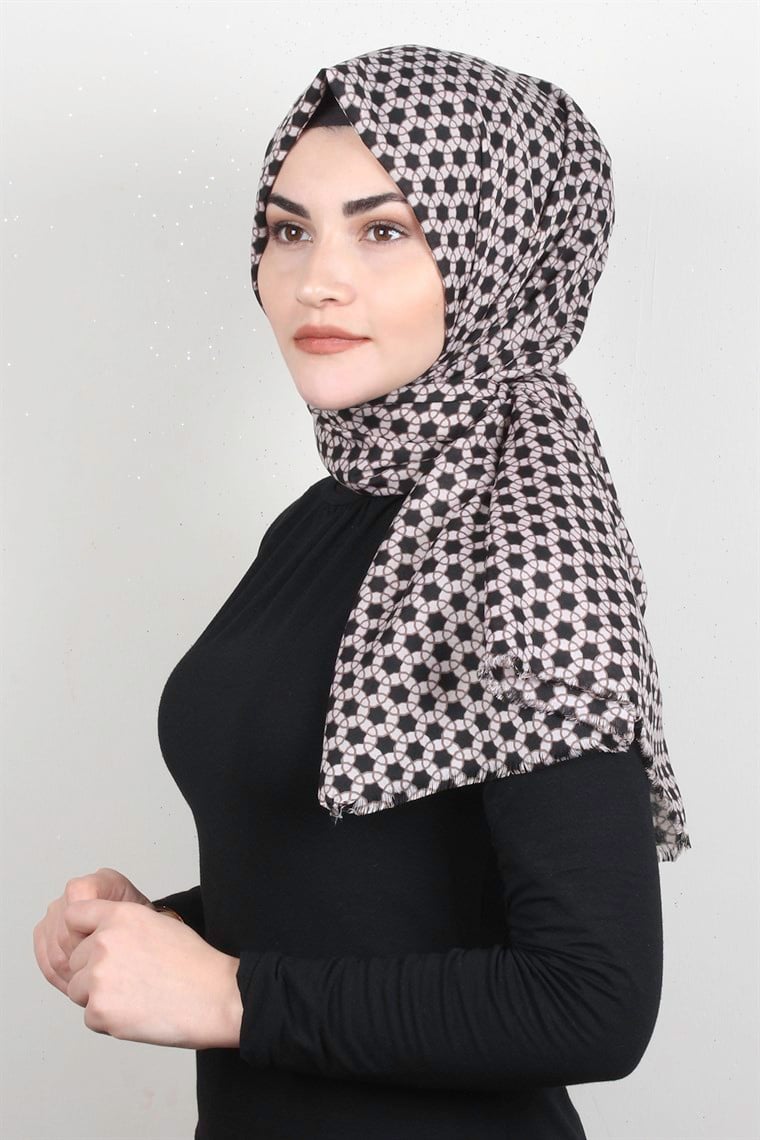 Pamuklu Desenli Şal 5762-10 Vizon