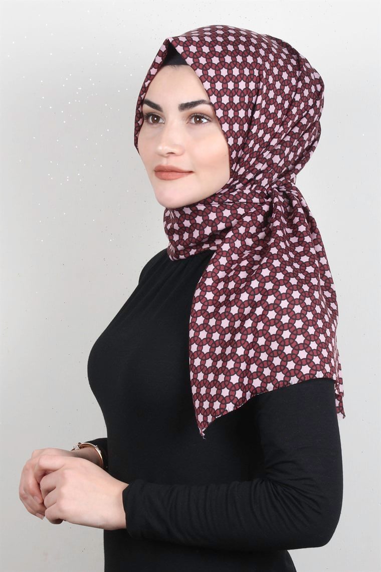 Pamuklu Desenli Şal 5762-2 Pudra