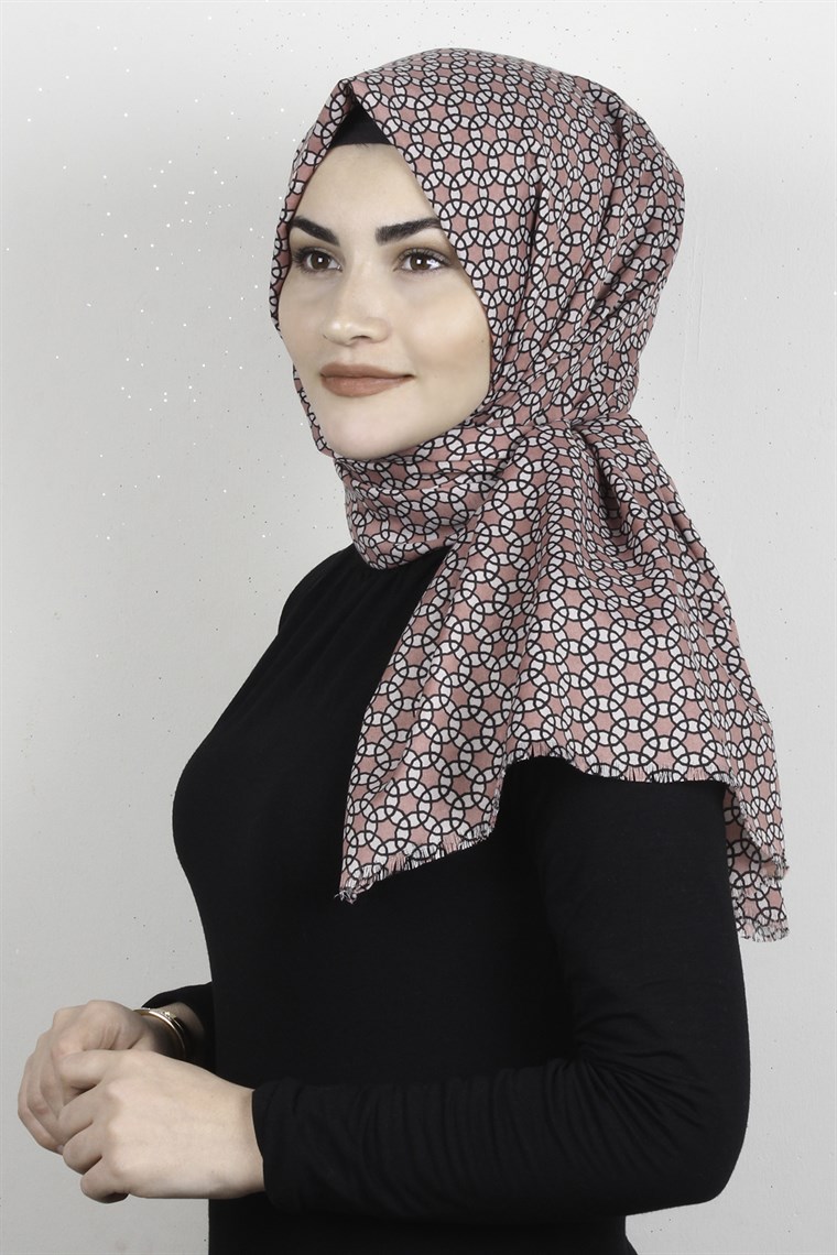 Pamuklu Desenli Şal 5762-3 Somon