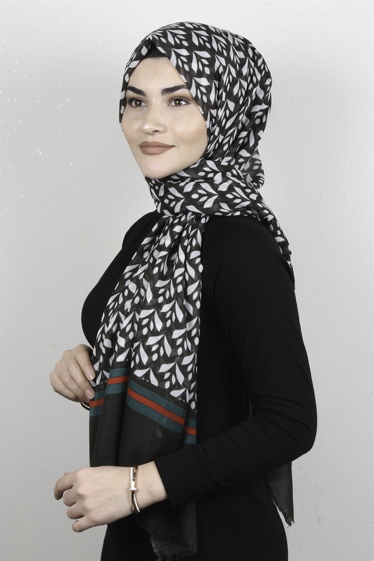 Pamuklu Desenli Şal 5763-5 Vizon