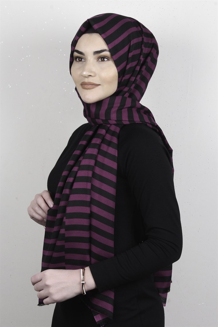 Pamuklu Desenli Şal 5764-1 Mor