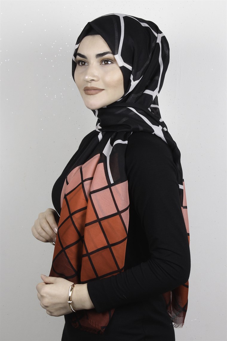 Pamuklu Desenli Şal 5765-2 Kırmızı