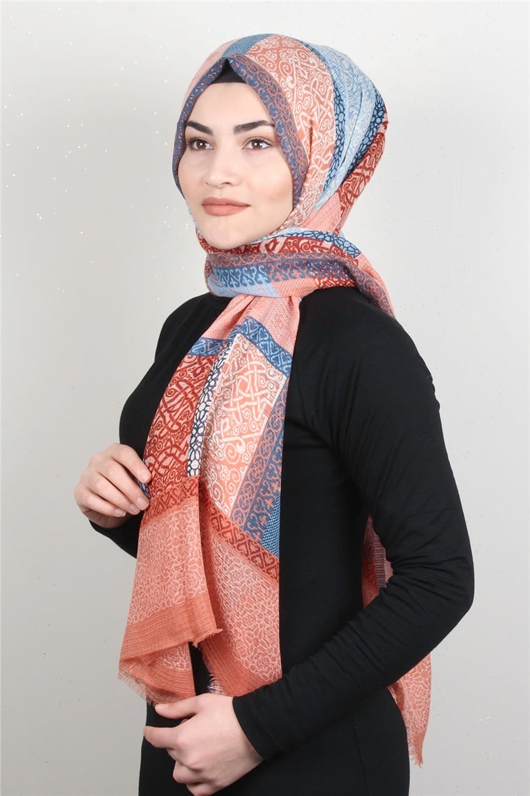 Pamuklu Desenli Şal 5772-3 Yavruağzı
