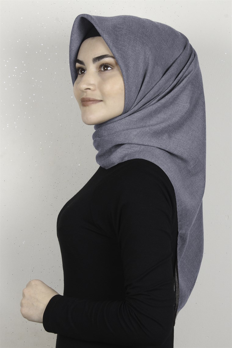 Pamuklu Düz Eşarp 3512-1 Koyu Gri