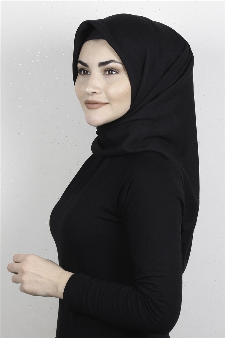 Pamuklu Düz Eşarp 3512-10 Siyah