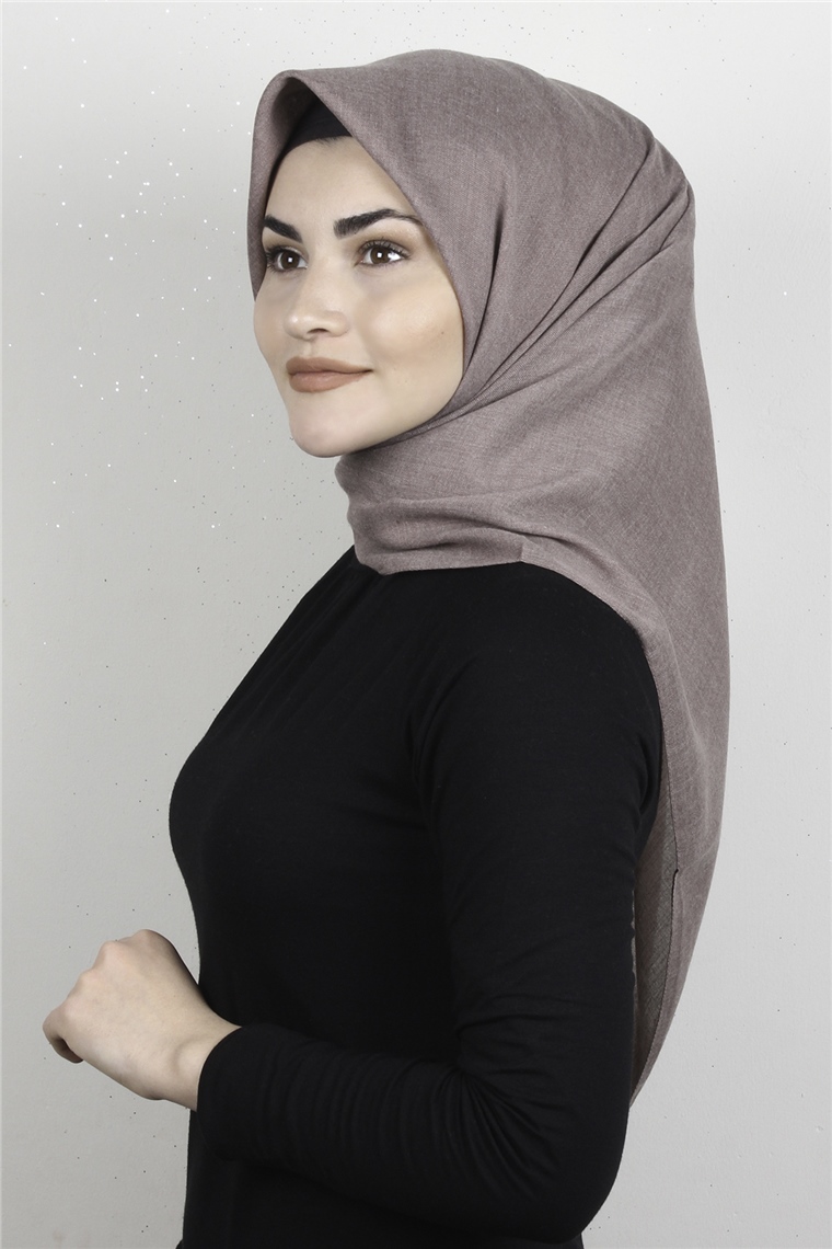 Pamuklu Düz Eşarp 3512-2 Açık Vizon
