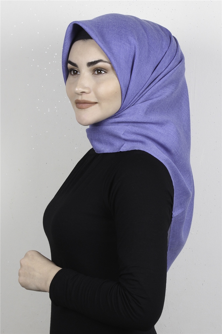 Pamuklu Düz Eşarp 3512-7 Mavi