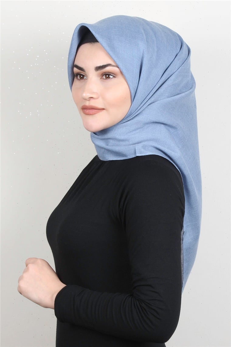 Pamuklu Düz Eşarp 3512-8 İndigo