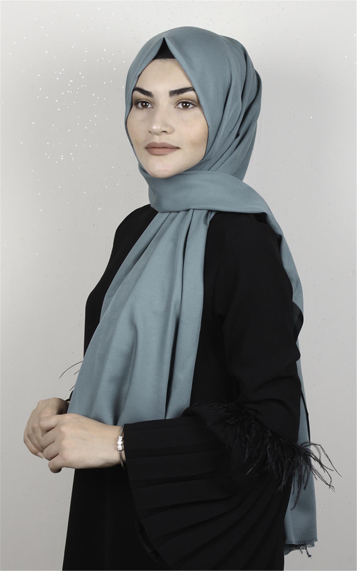 Pamuklu Düz Şal 2803-10 Turkuaz