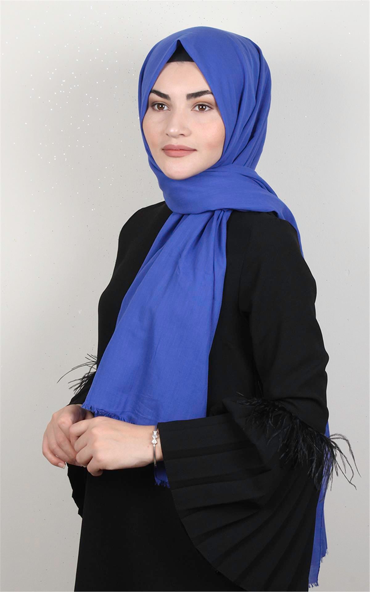 Pamuklu Düz Şal 2803-18 Saks