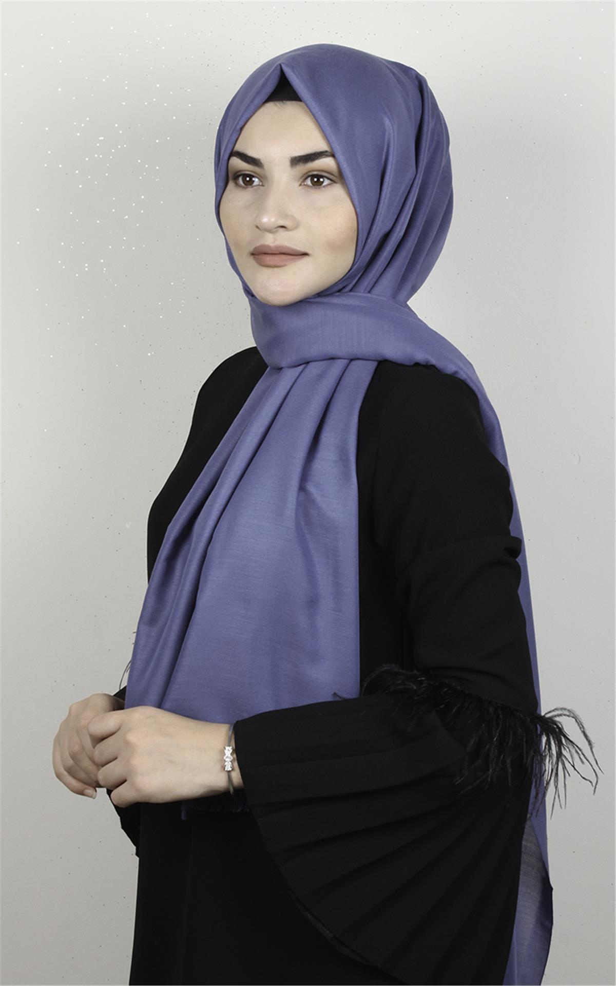 Pamuklu Düz Şal 2803-26 İndigo