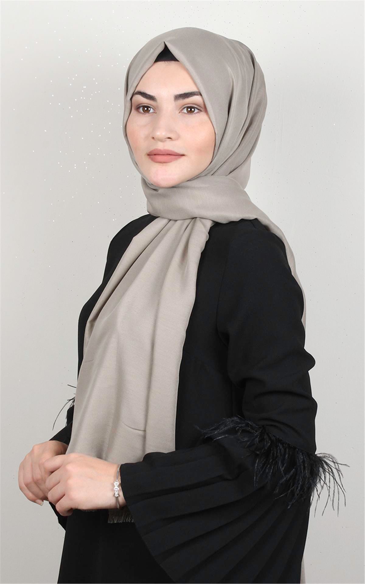 Pamuklu Düz Şal 2803-33 Sütlü Kahve
