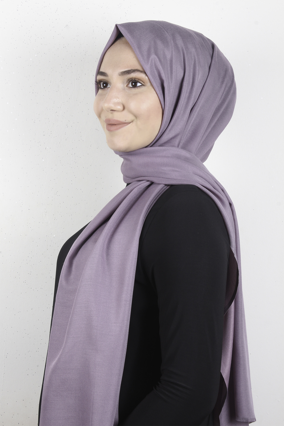 Pamuklu Düz Şal 2803-34 İncir Moru