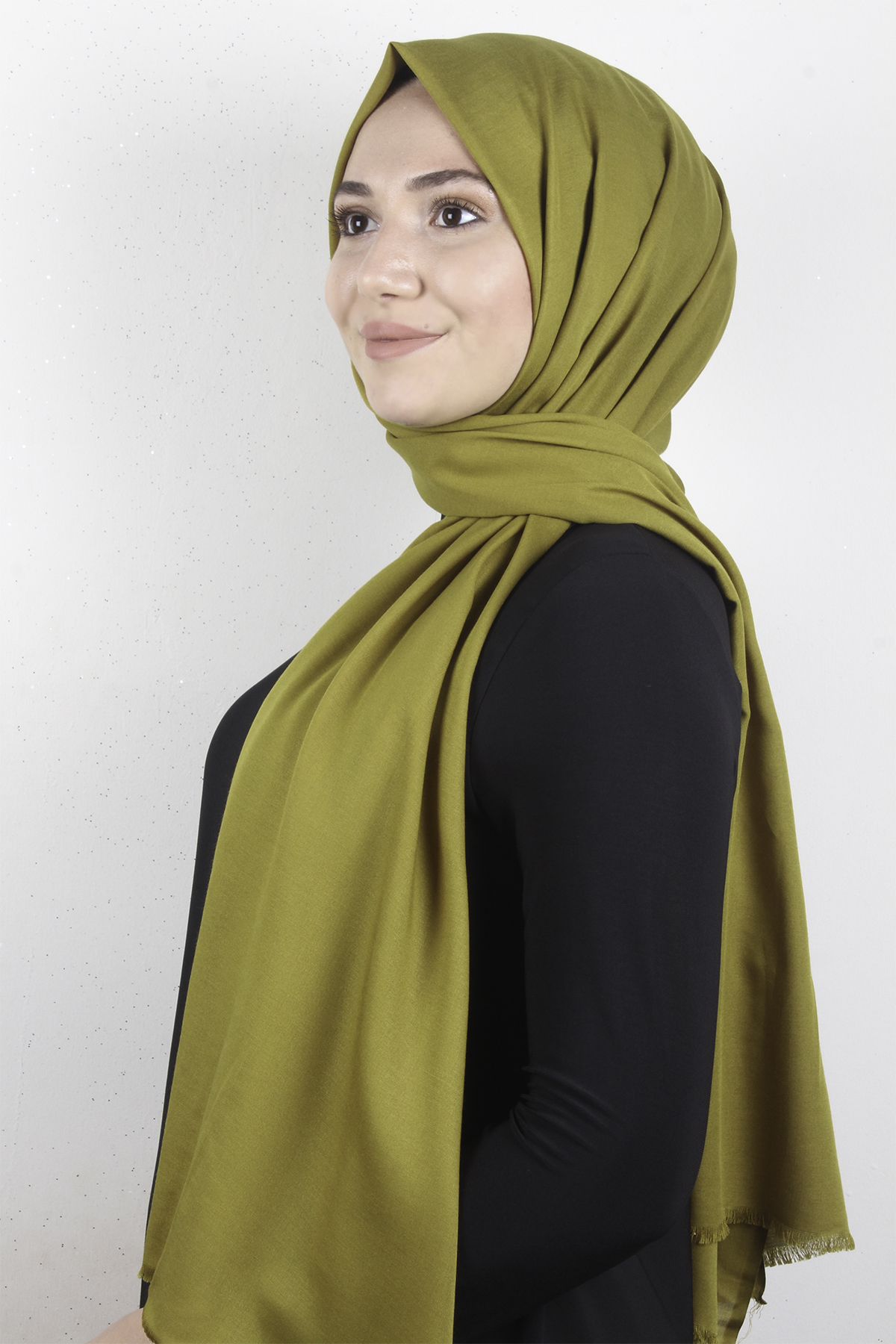 Pamuklu Düz Şal 2803-37 Yağ Yeşili