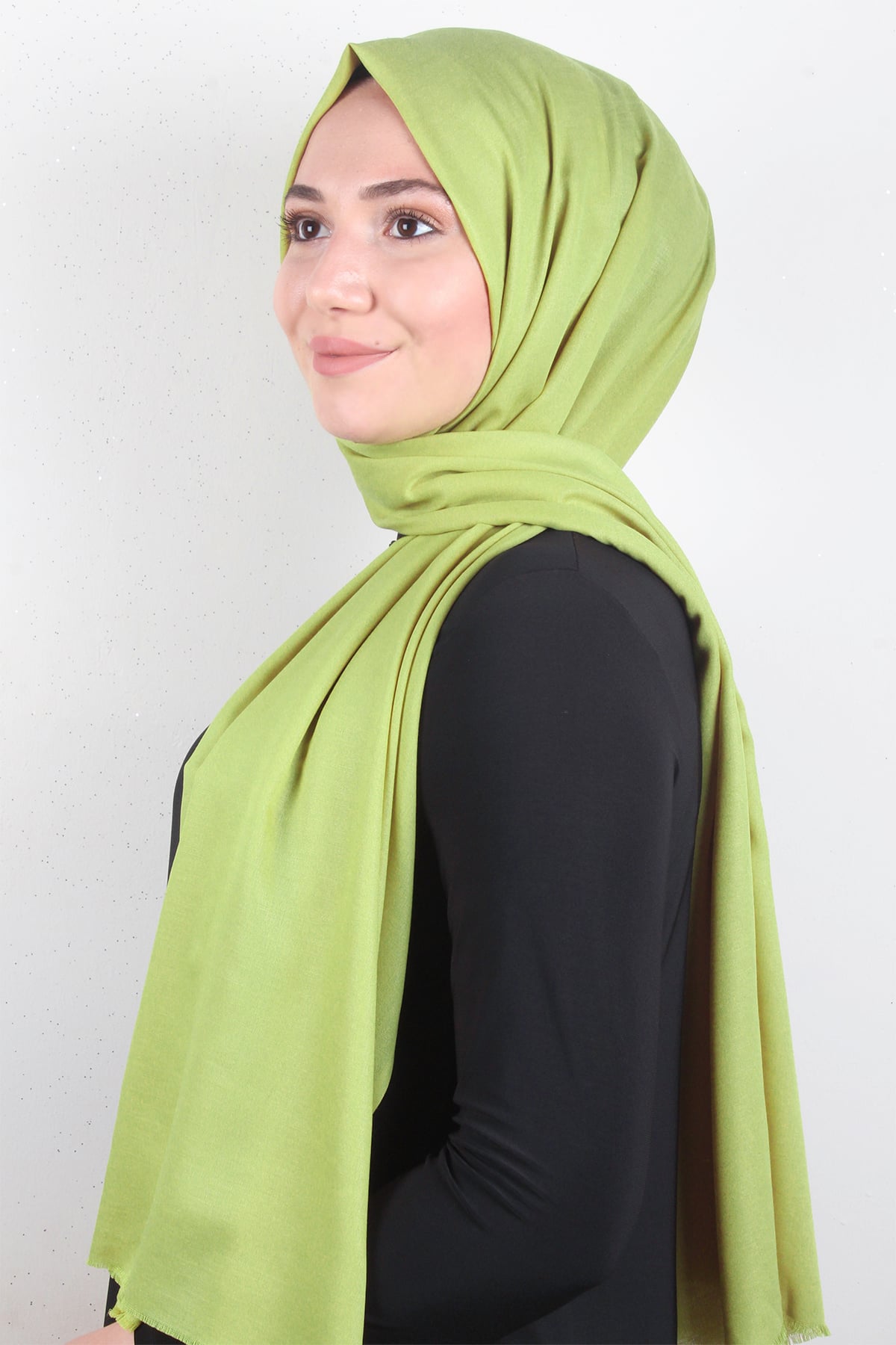 Pamuklu Düz Şal 2803-38 Oliv
