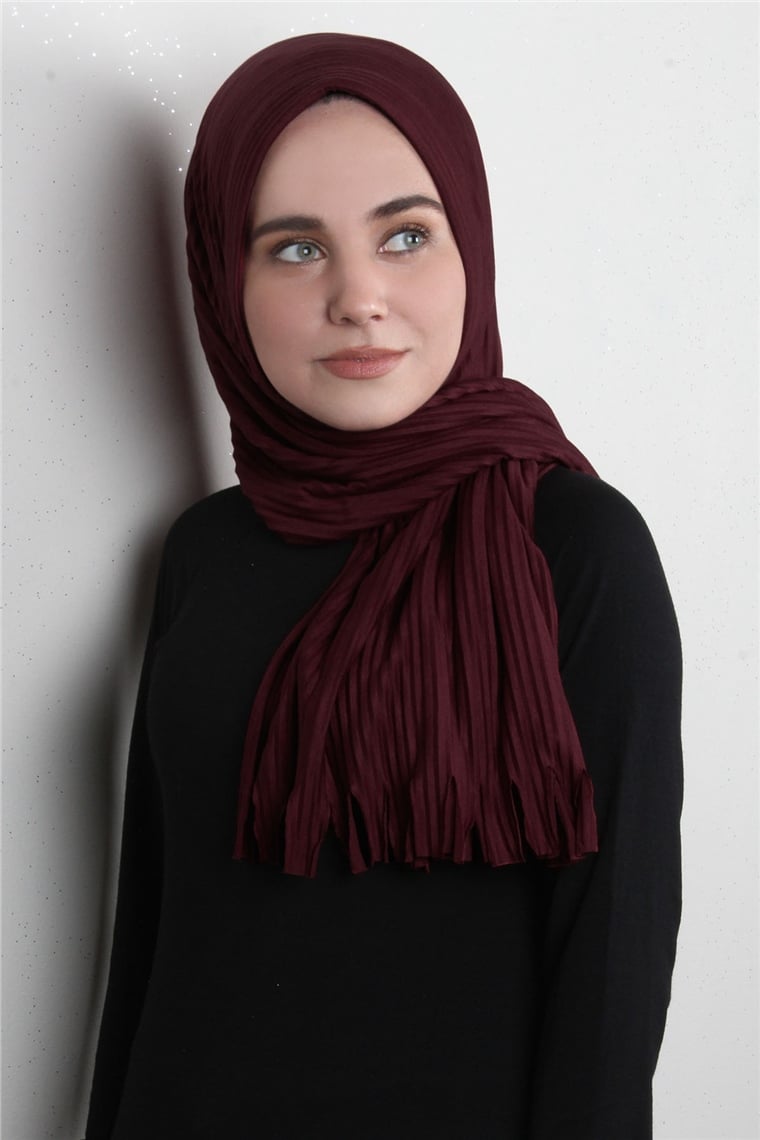 Pamuklu Hazır Şal 1589-6 Bordo