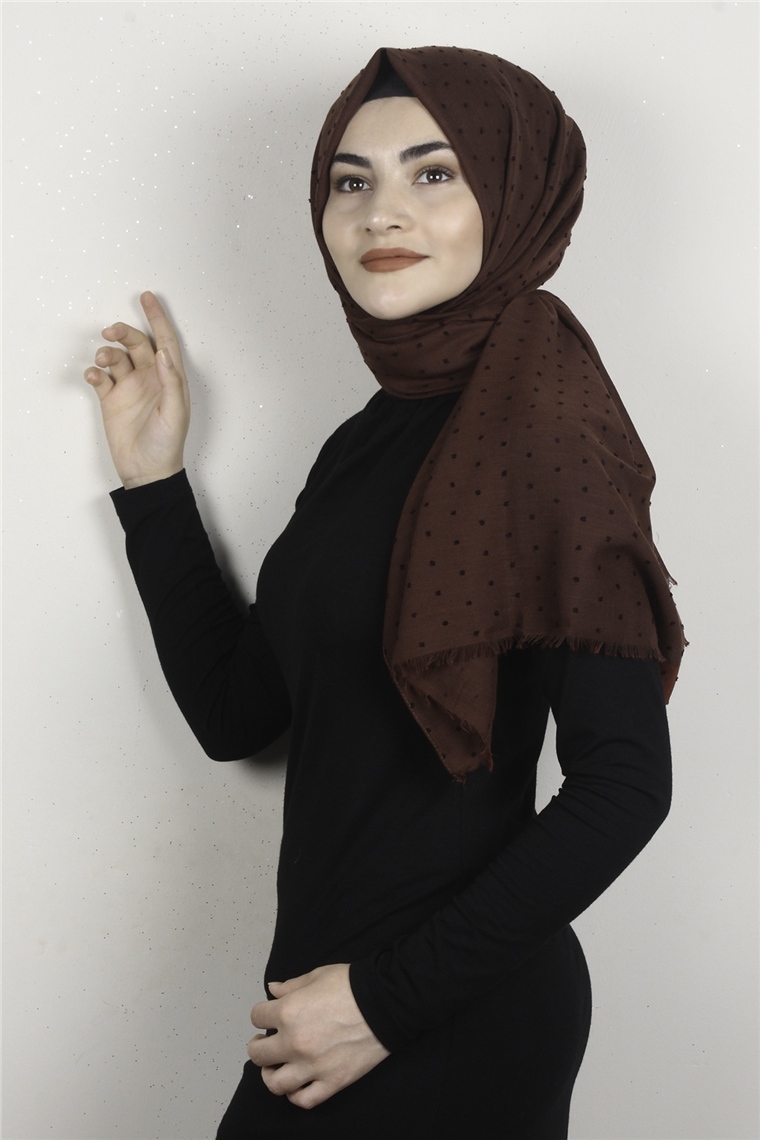 Pamuklu Pıt Pıt Şal 3092-19 Kiremit