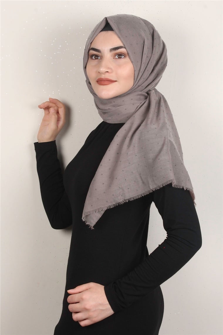 Pamuklu Pıt Pıt Şal 3092-26 Vizon