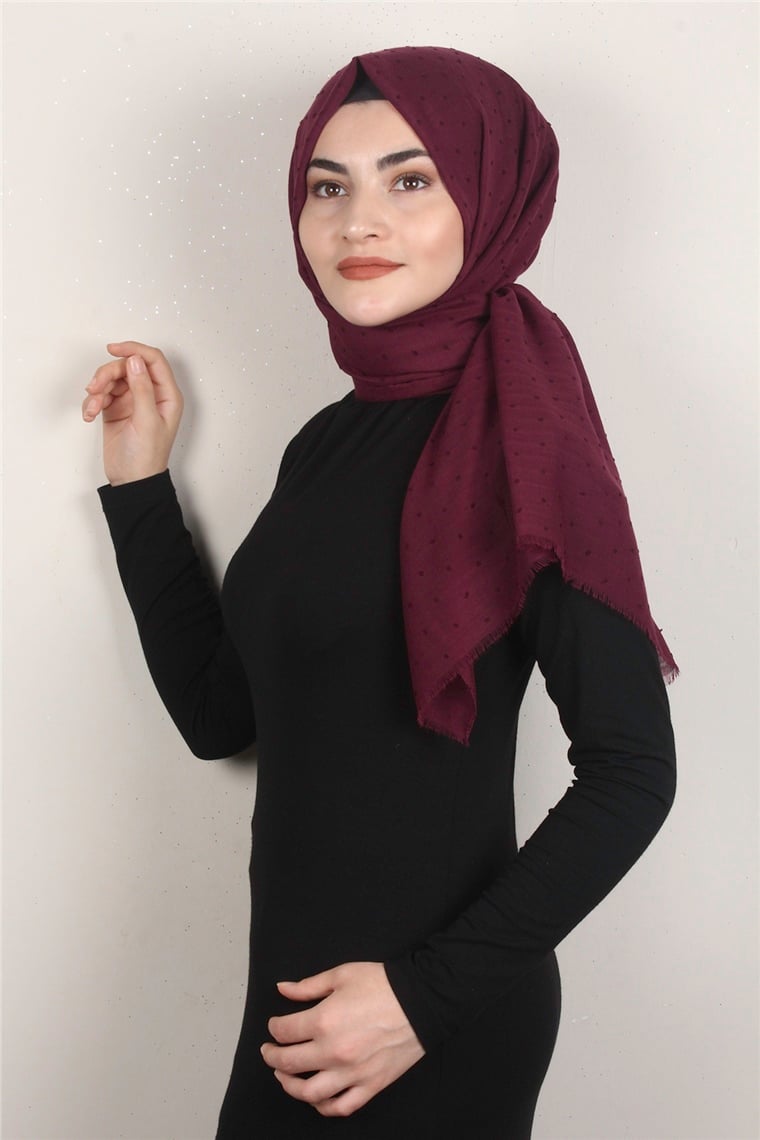 Pamuklu Pıt Pıt Şal 3092-3 Bordo