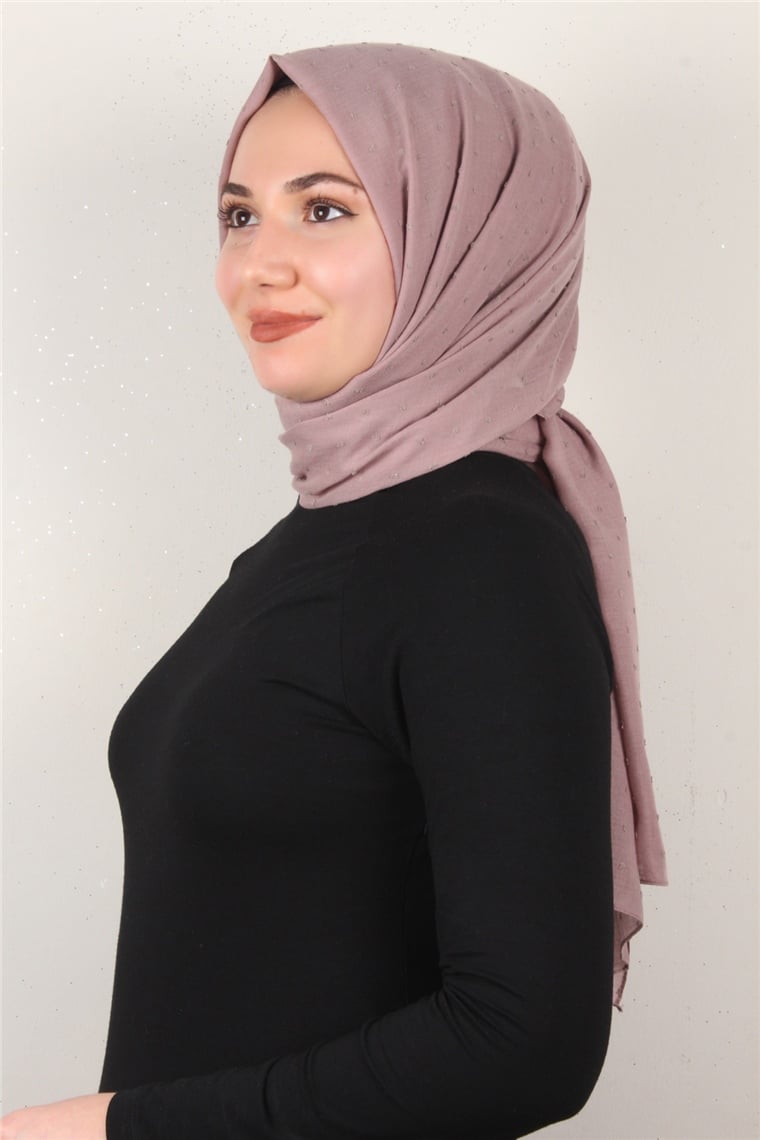 Pamuklu Pıt Pıt Şal 3092-35 Koyu Pudra