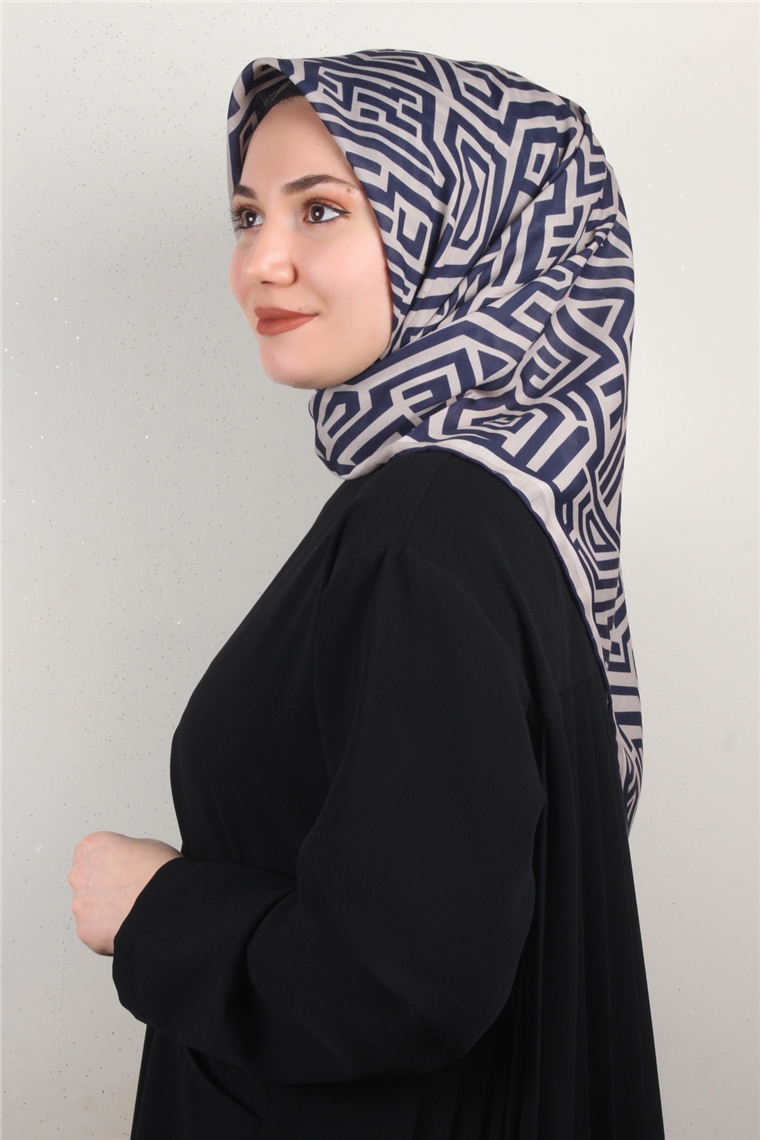 Pamuklu Soft Eşarp 3301-6 Lacivert