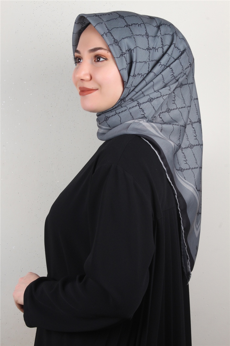 Pamuklu Soft Eşarp 3304-4 Füme