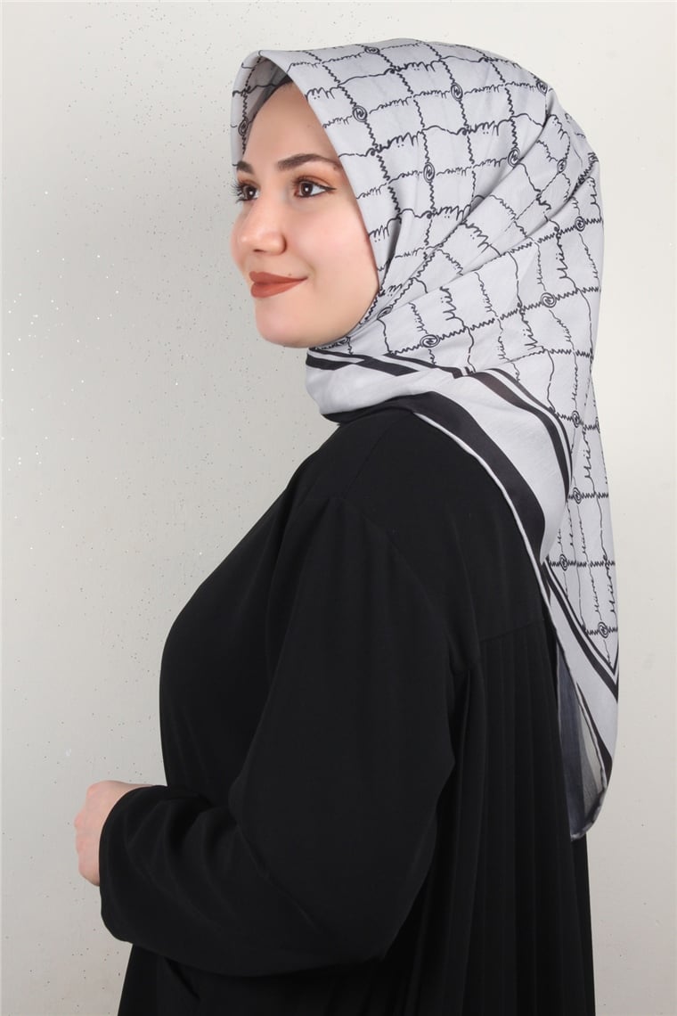 Pamuklu Soft Eşarp 3304-6 Gri