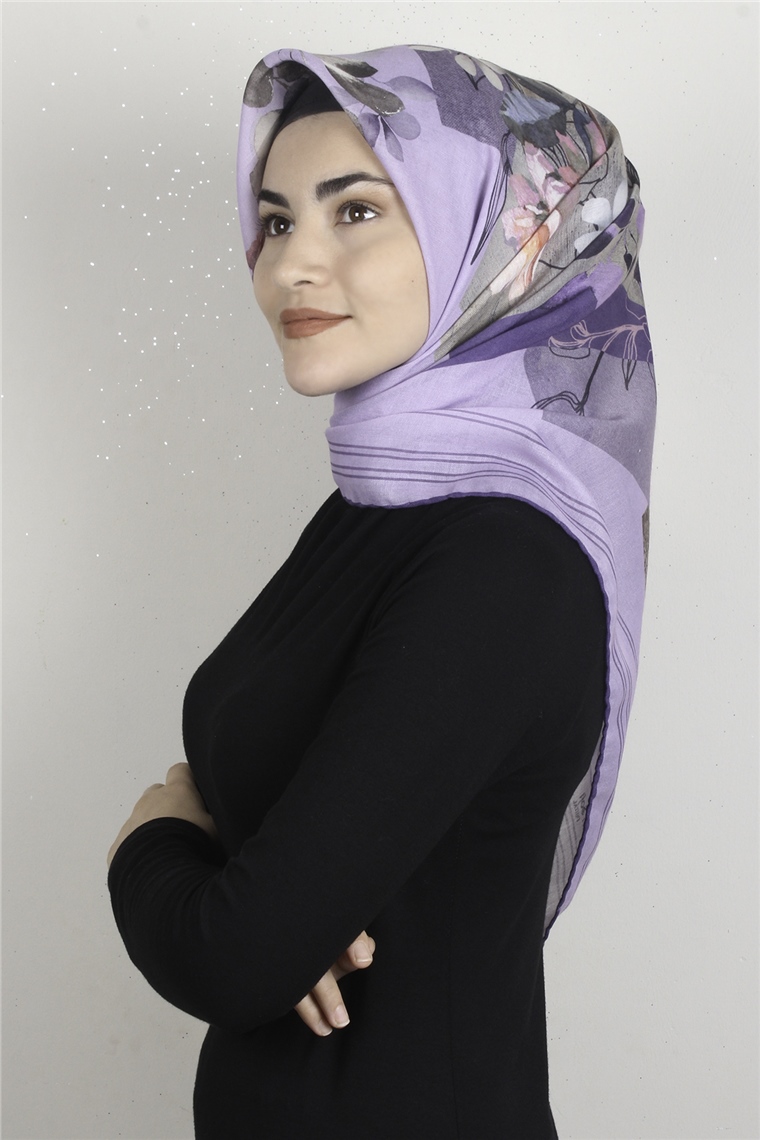 Pamuklu Soft Eşarp 3325-10 Desenli