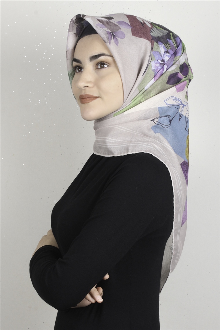 Pamuklu Soft Eşarp 3325-2 Desenli