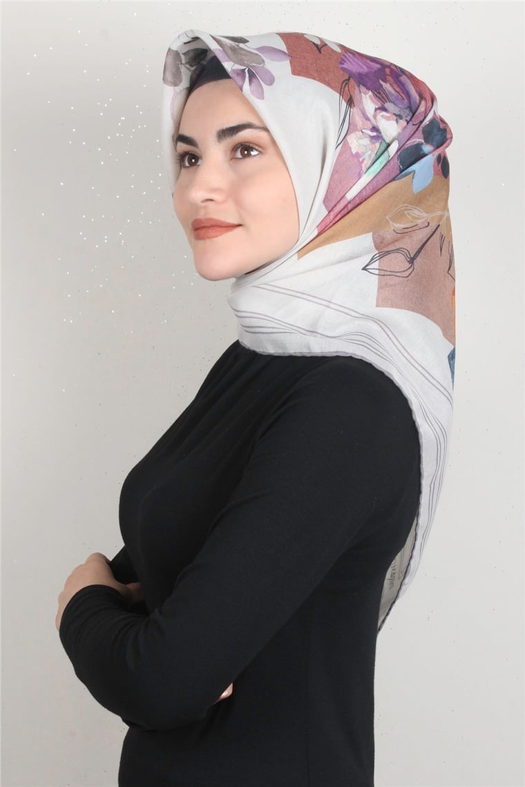 Pamuklu Soft Eşarp 3325-3 Desenli