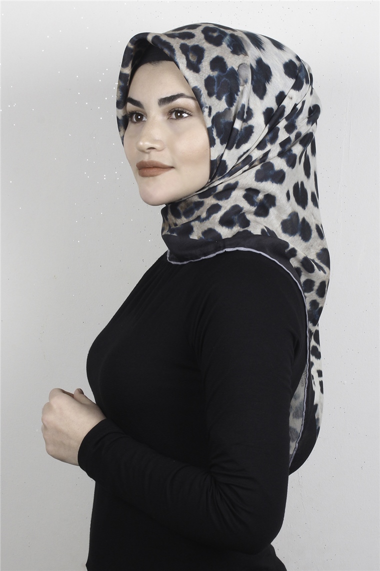 Pamuklu Soft Eşarp 3326-10 Leopar Siyah