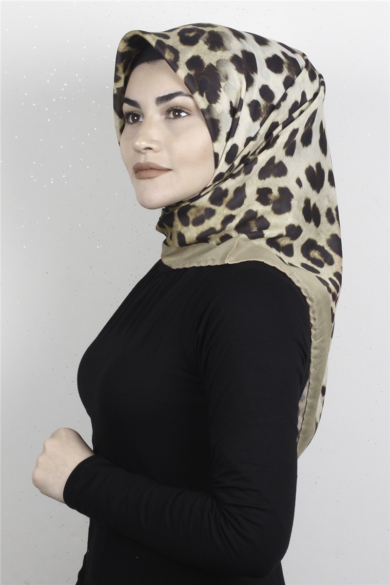 Pamuklu Soft Eşarp 3326-2 Leopar Gold