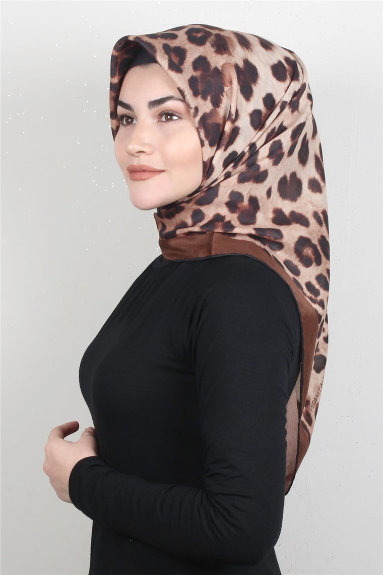 Pamuklu Soft Eşarp 3326-3 Leopar Kahverengi