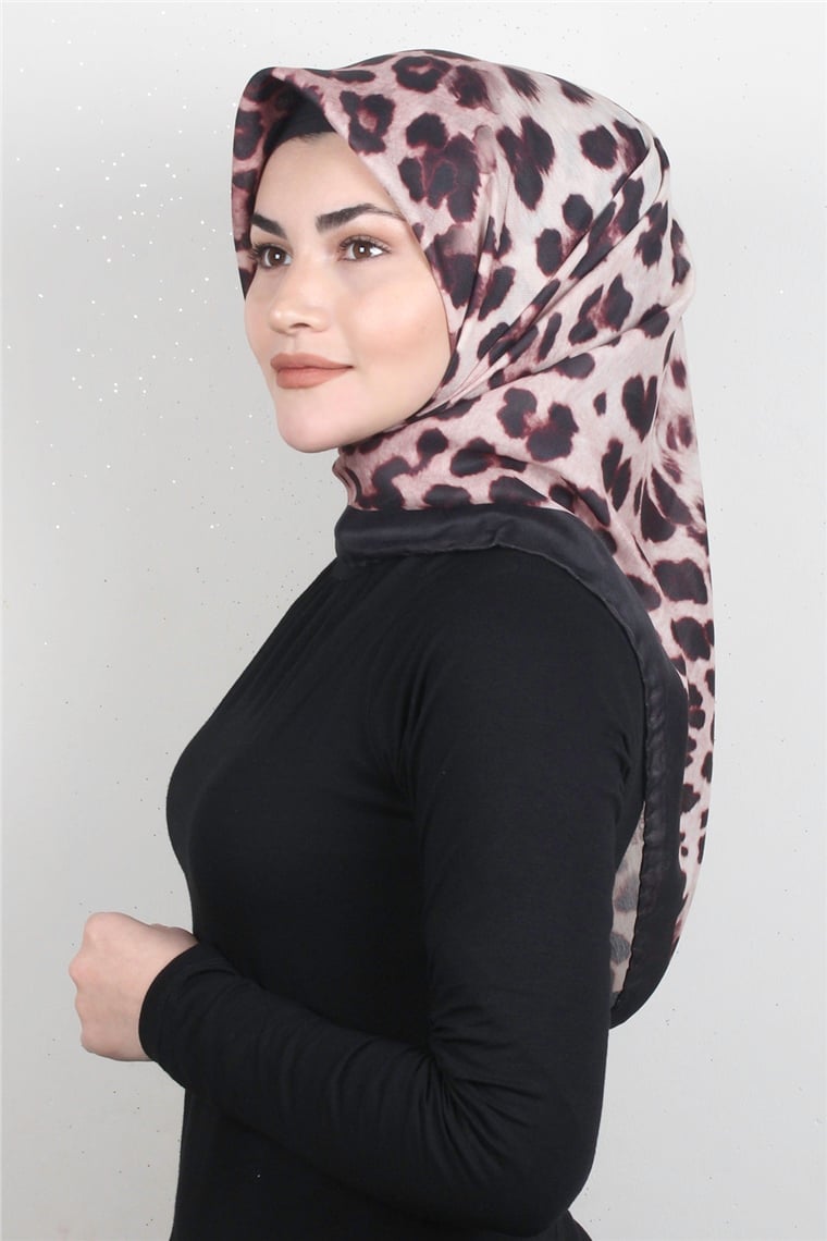 Pamuklu Soft Eşarp 3326-5 Leopar Siyah