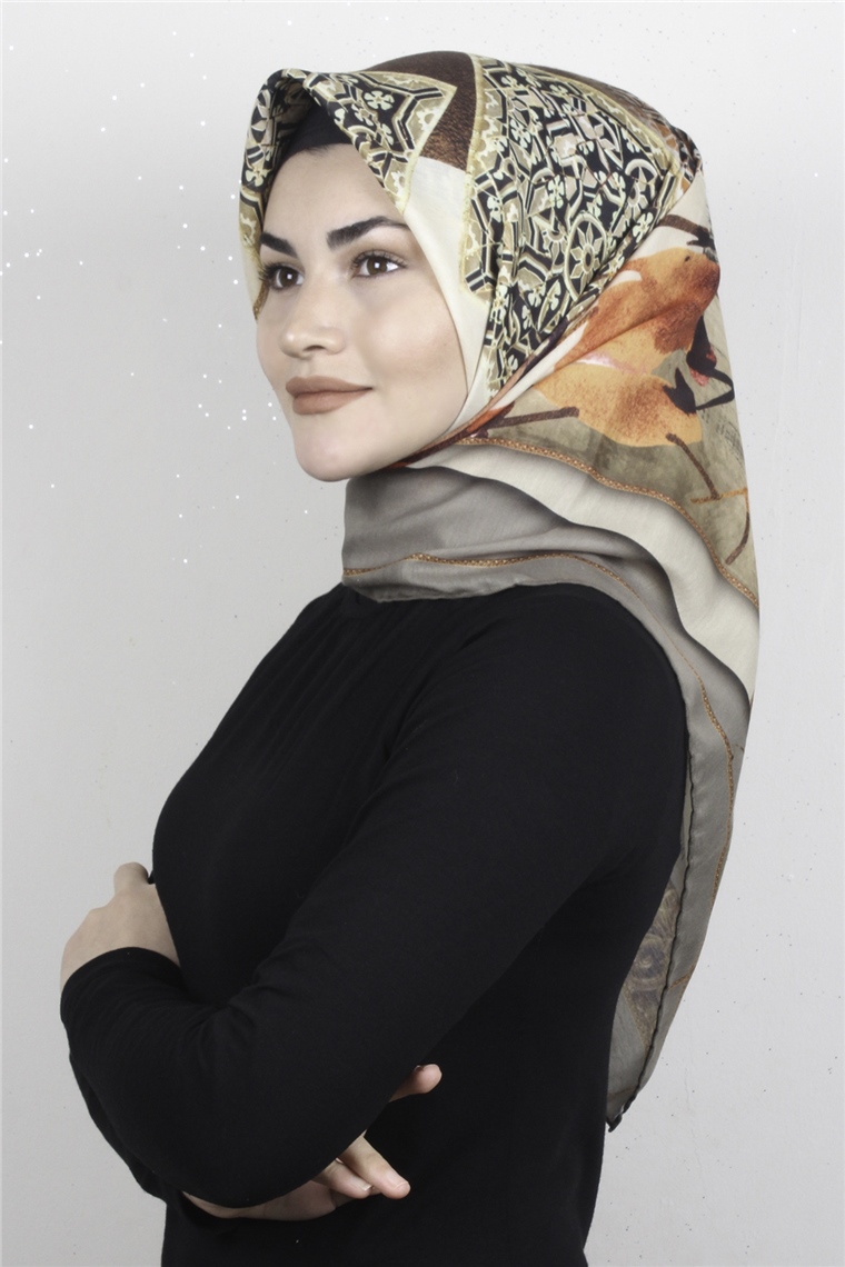 Pamuklu Soft Eşarp 3327-7 Haki