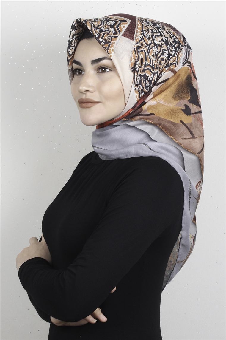 Pamuklu Soft Eşarp 3327-8 Gri
