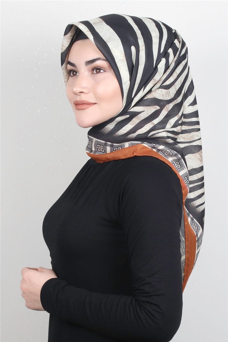 Pamuklu Soft Eşarp 3328-1 Zebra Kiremit