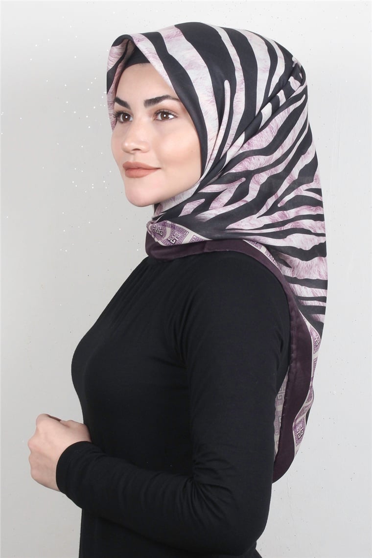 Pamuklu Soft Eşarp 3328-10 Zebra Mor