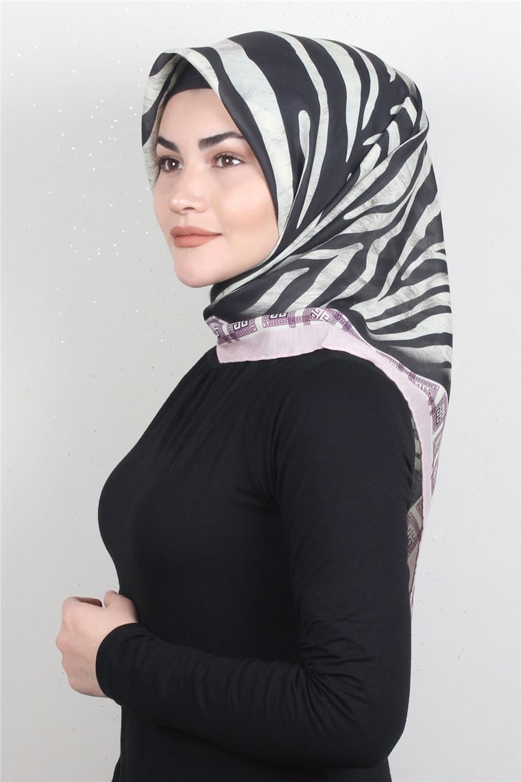 Pamuklu Soft Eşarp 3328-2 Zebra Pudra