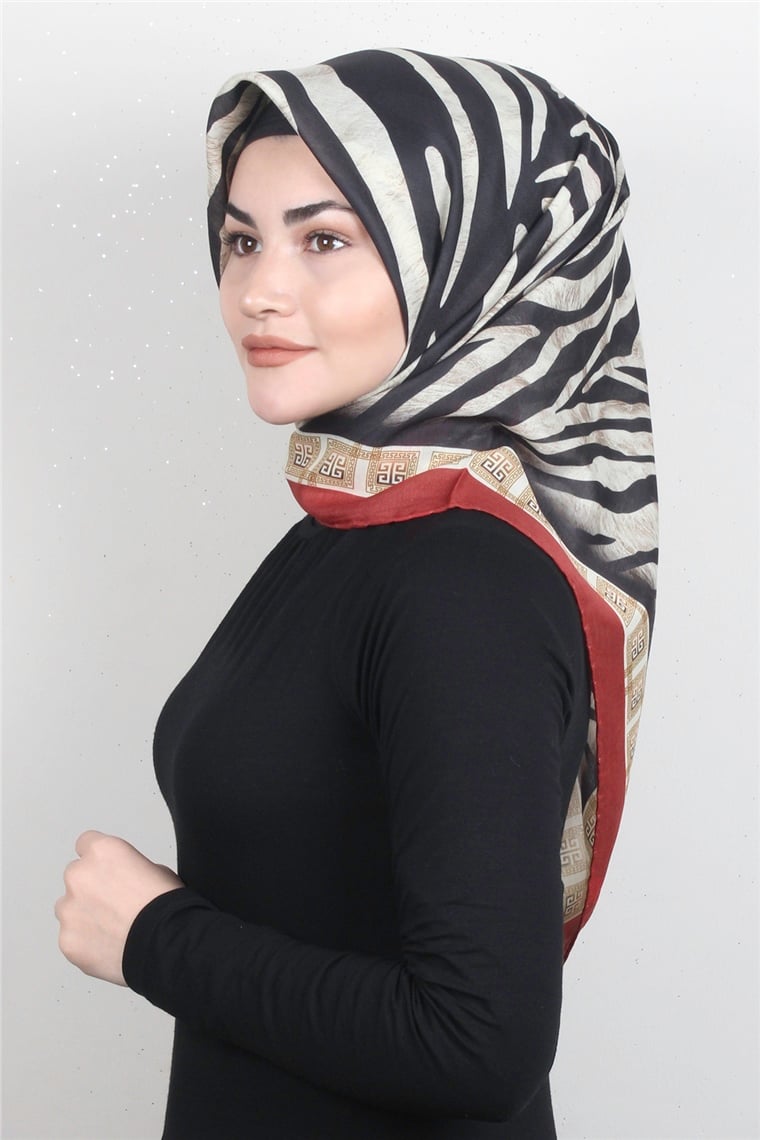 Pamuklu Soft Eşarp 3328-8 Zebra Kiremit