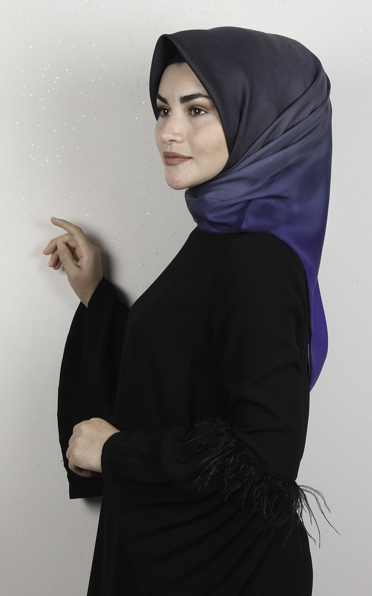 Pamuklu Soft Eşarp 3331-8 Saks Mavisi
