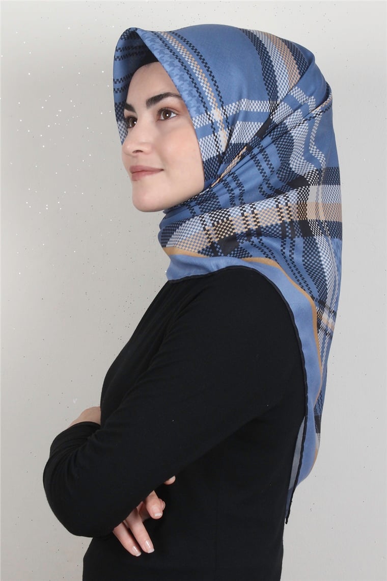 Pamuklu Soft Eşarp 3335-12 Mavi