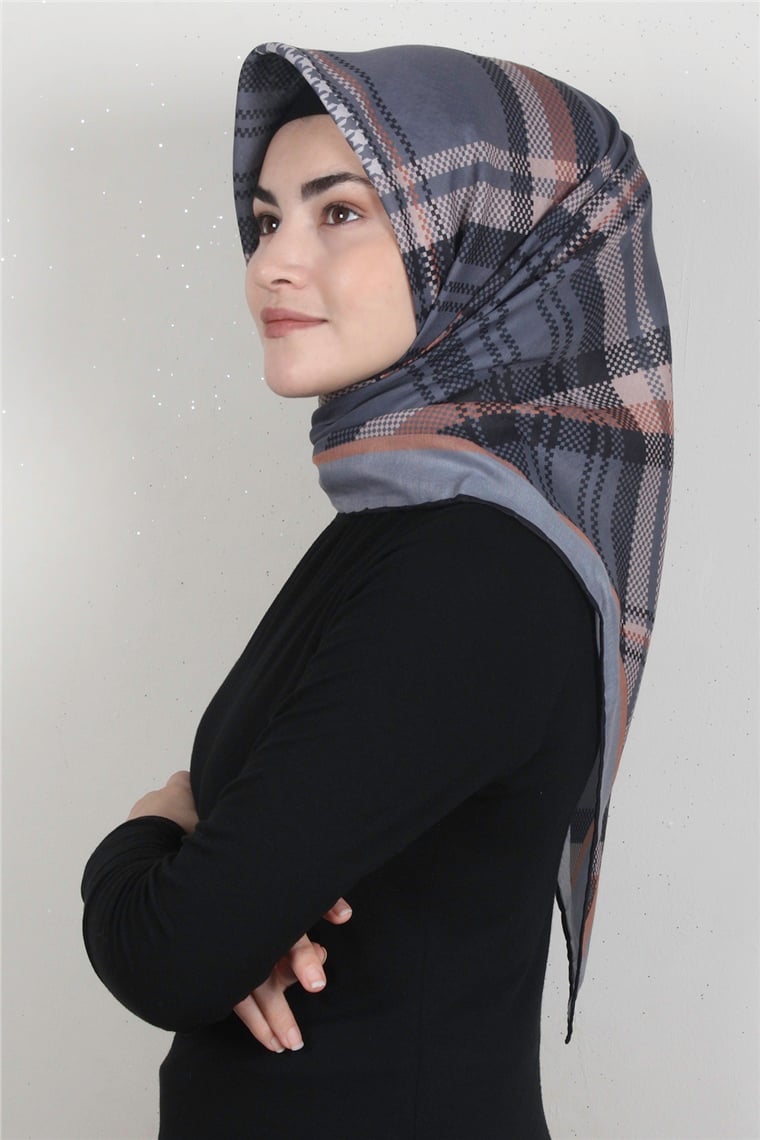 Pamuklu Soft Eşarp 3335-2 Füme