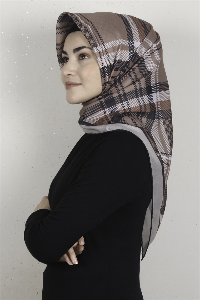 Pamuklu Soft Eşarp 3335-9 Sütlü Kahve