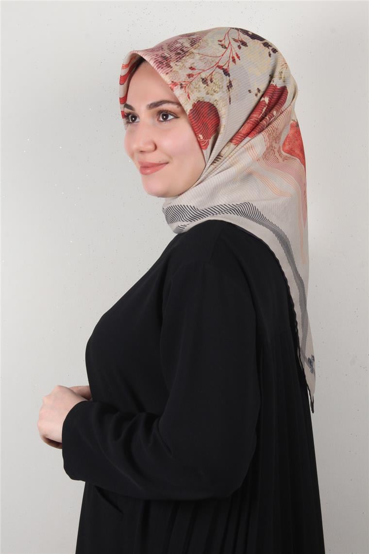 Pamuklu Soft Eşarp 3339-8 Koyu Bej