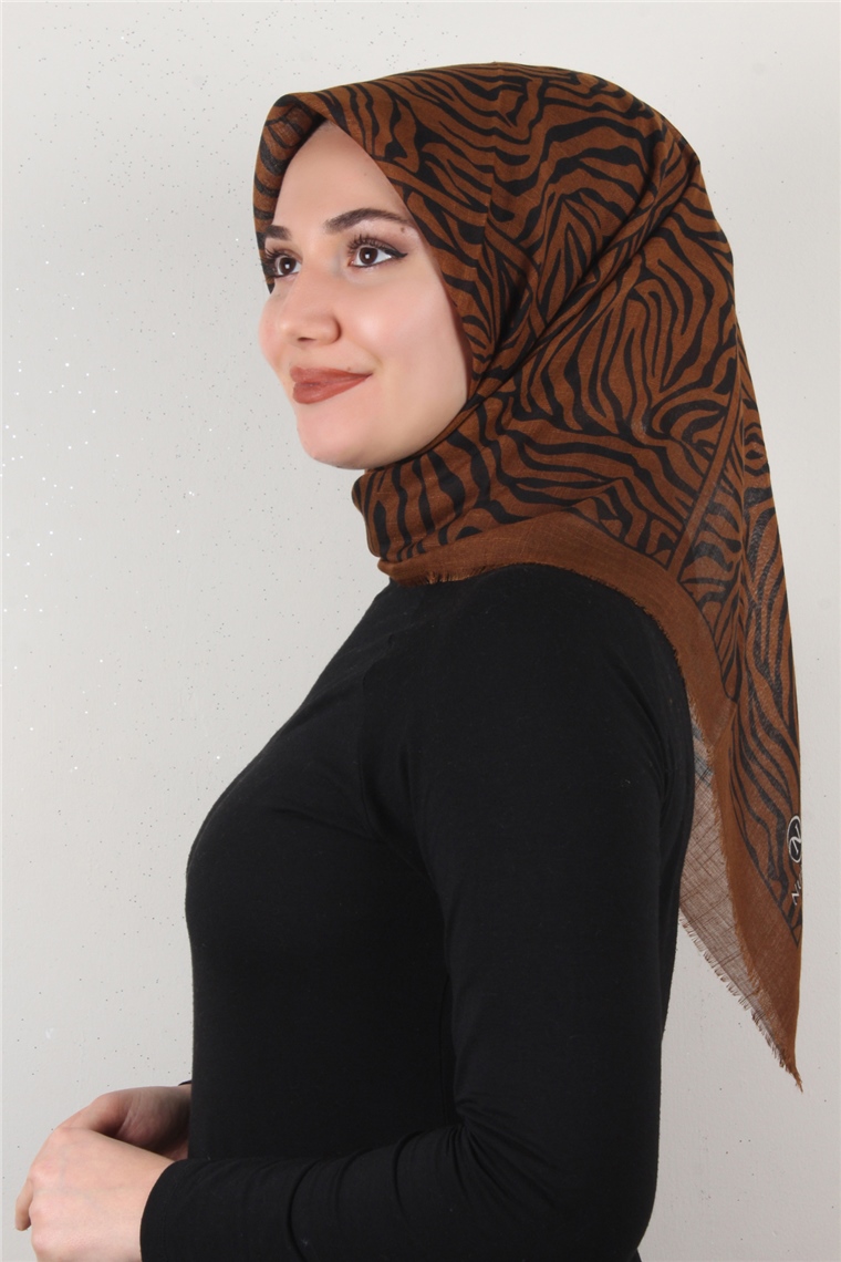 Pamuklu Trend Eşarp 9802-6 Karamel